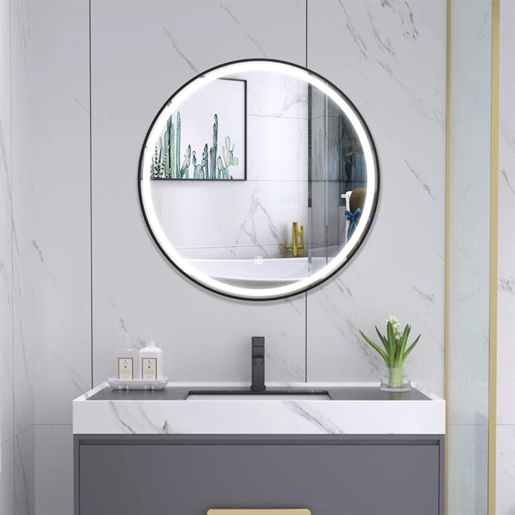black aluminum LED mirror